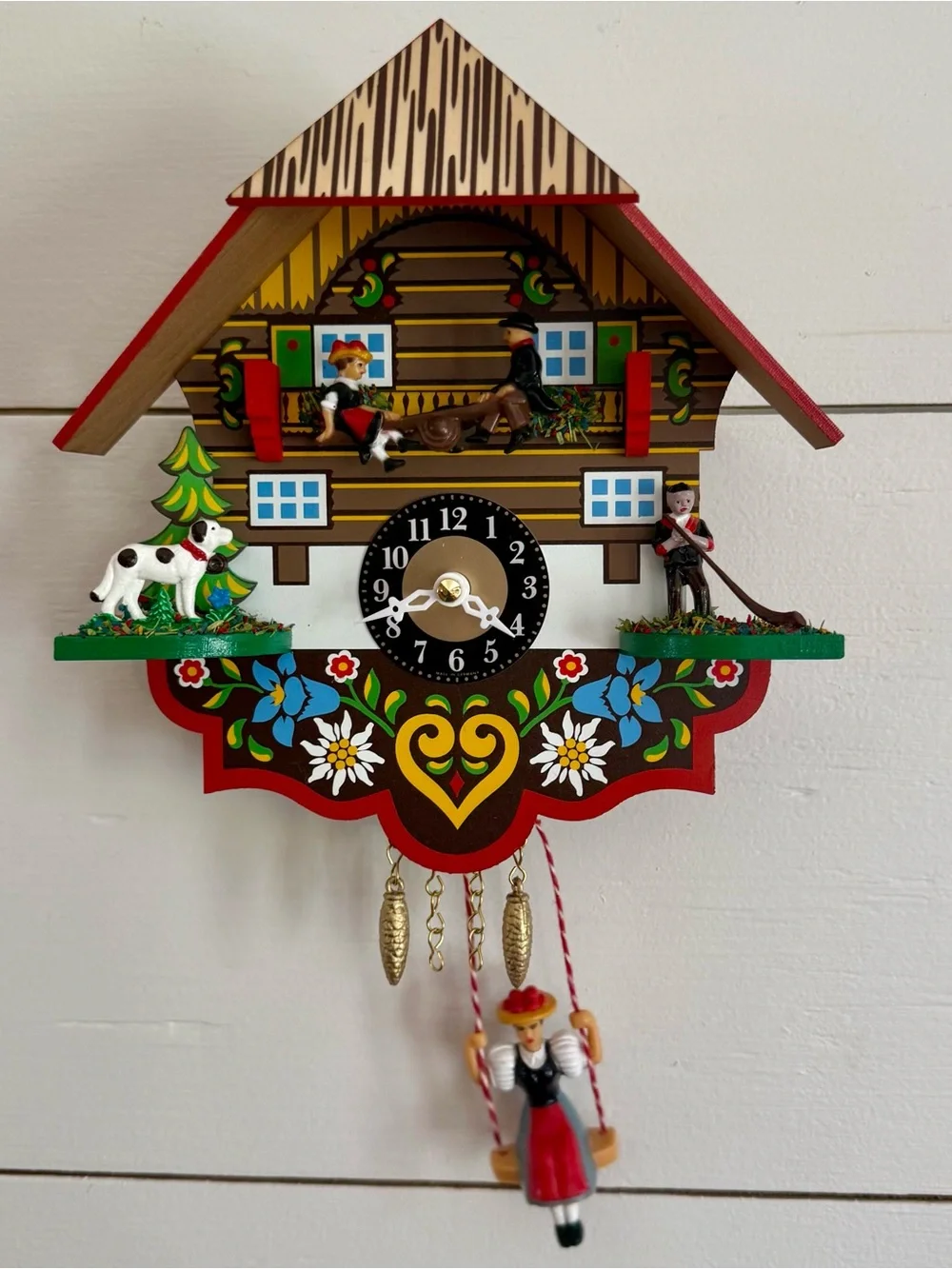 Englster Swinging Girl Wood Wall Clock Battery Operated